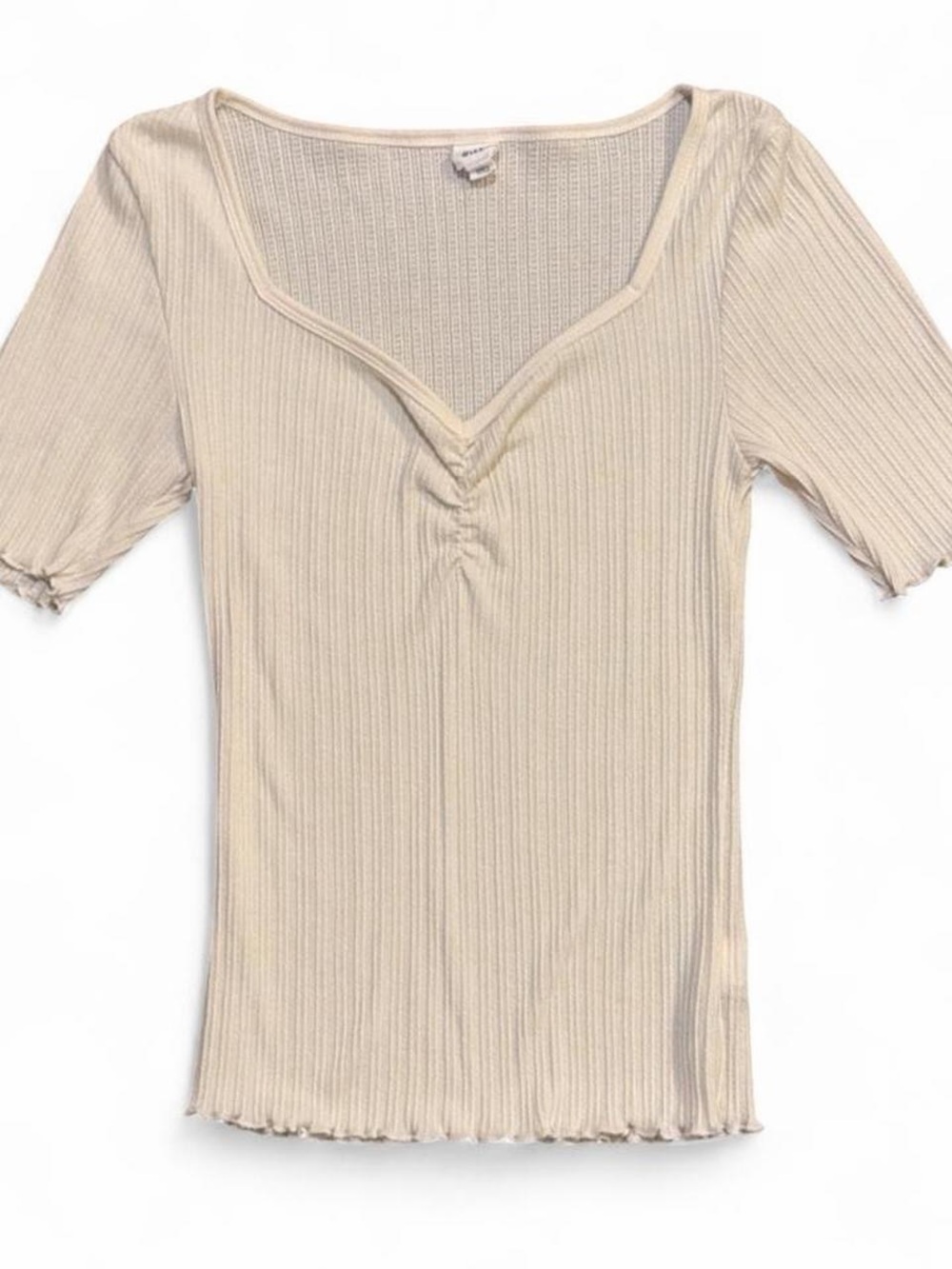 GAP Ribbed V-Neck 3’4 Sleeve Top - Cream S